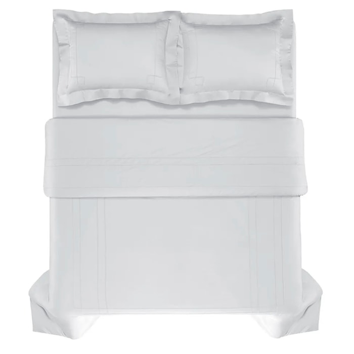 Jogo Capa de Edredom Queen 100% Algodão Egípcio 300 Fios Branco Vernazza Trussardi - Madel Home