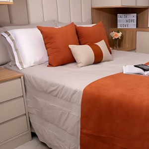 Jogo de Cama Casal 100% Algodão 300 Fios Jacarandá Branco/Fendi