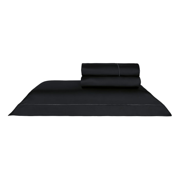 Jogo de Cama Casal 100% Algodão 300 Fios Preto Lazio Kacyumara - Madel Home