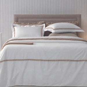 Jogo de Cama Casal 100% Algodão Egípcio 300 Fios Branco/Nociola Vercelli Trussardi