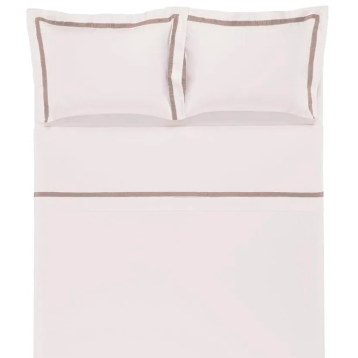 Jogo de Cama Casal 100% Algodão Egípcio 300 Fios Branco/Nociola Vercelli Trussardi - Madel Home
