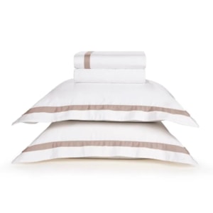 Jogo de Cama Casal 100% Algodão Egípcio 300 Fios Branco/Nociola Vercelli Trussardi
