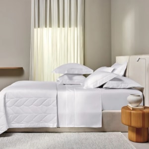 Jogo de Cama Casal 100% Algodão Egípcio 300 Fios Branco Piaceri Trussardi