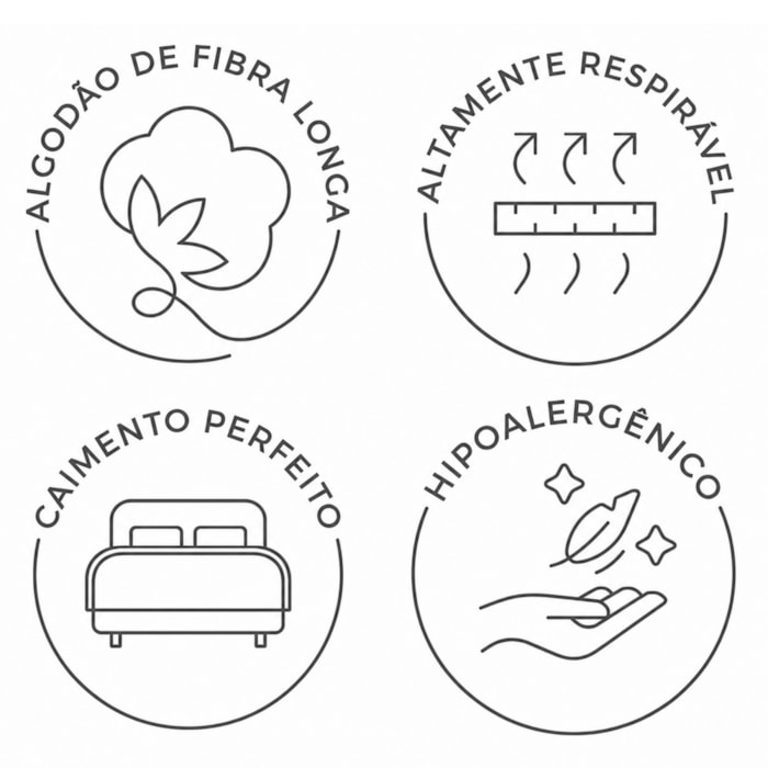 Jogo de Cama Casal 100% Algodão Egípcio 300 Fios Branco Videira Karsten - Madel Home