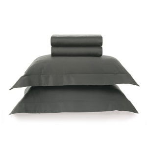 Jogo de Cama Casal 100% Algodão Egípcio 300 Fios Cinza Nanquim Bossa Karsten
