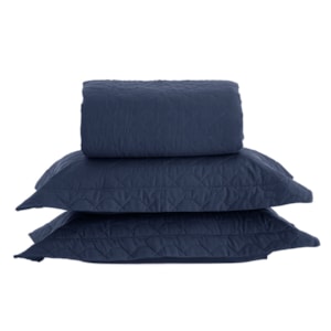 Jogo de Cama King 100% Algodão 200 Fios Azul Marinho Vida Bela Kacyumara