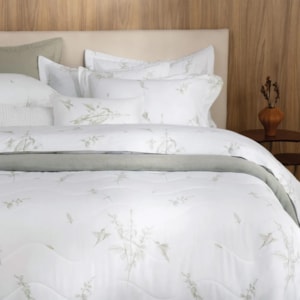 Jogo de Cama King 100% Algodão 200 Fios Branco Saboia Trussardi