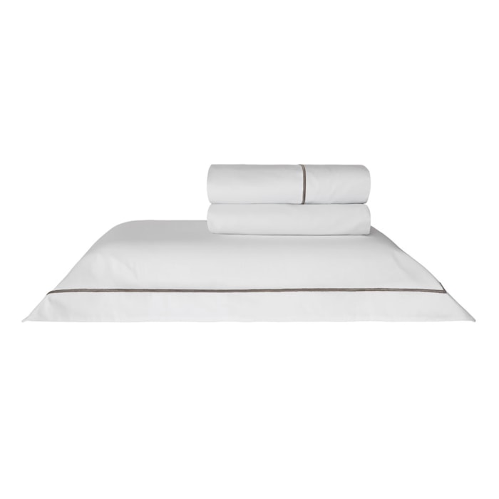 Jogo de Cama King 100% Algodão 300 Fios Branco/Fend Lazio Kacyumara - Madel Home