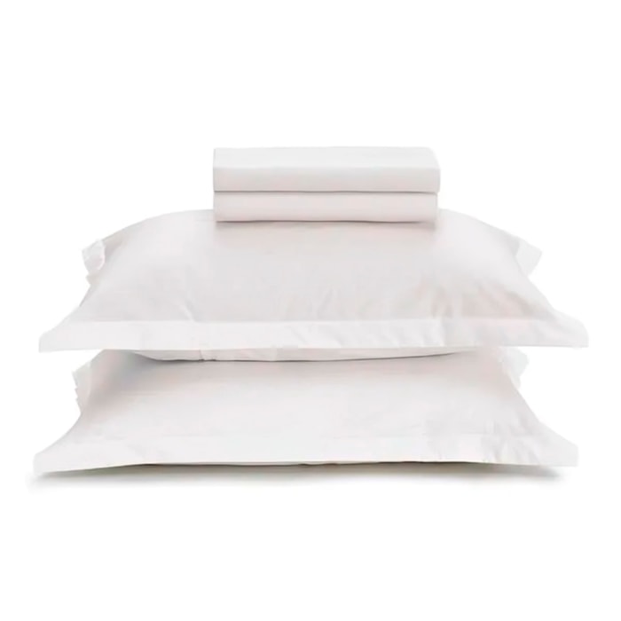 Jogo de Cama King 100% Algodão 300 Fios Ipê Branco Liso - Madel Home