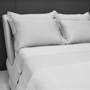 Jogo de Cama King 100% Algodão 300 Fios Ipê Cinza Liso