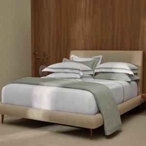 Jogo de Cama King 100% Algodão 300 Fios Jacarandá Branco/Verde