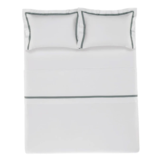 Jogo de Cama King 100% Algodão Egípcio 300 Fios Branco/Azul Vercelli Trussardi - Madel Home