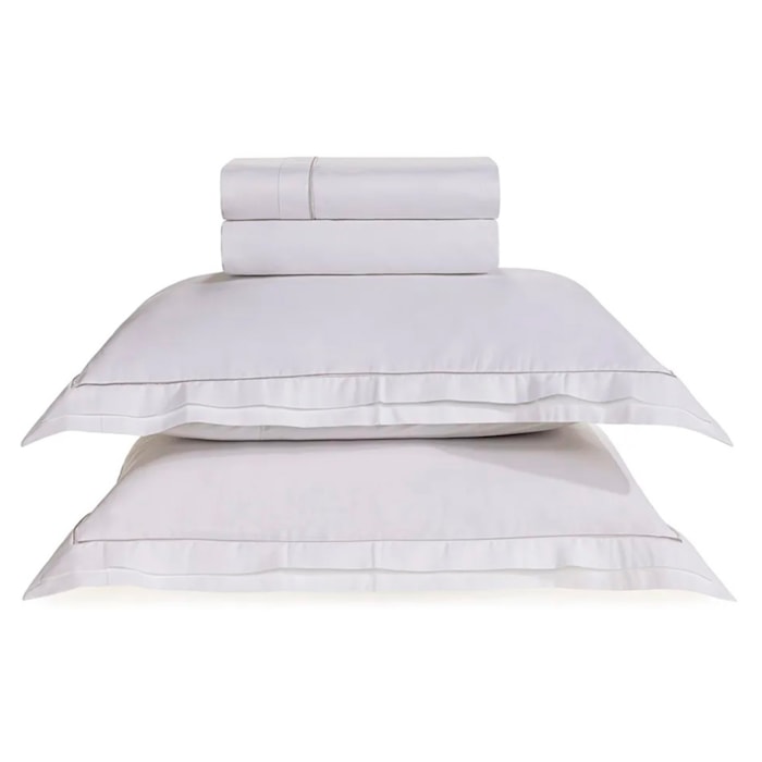 Jogo de Cama King 100% Algodão Egípcio 300 Fios Branco Doppio Trussardi - Madel Home