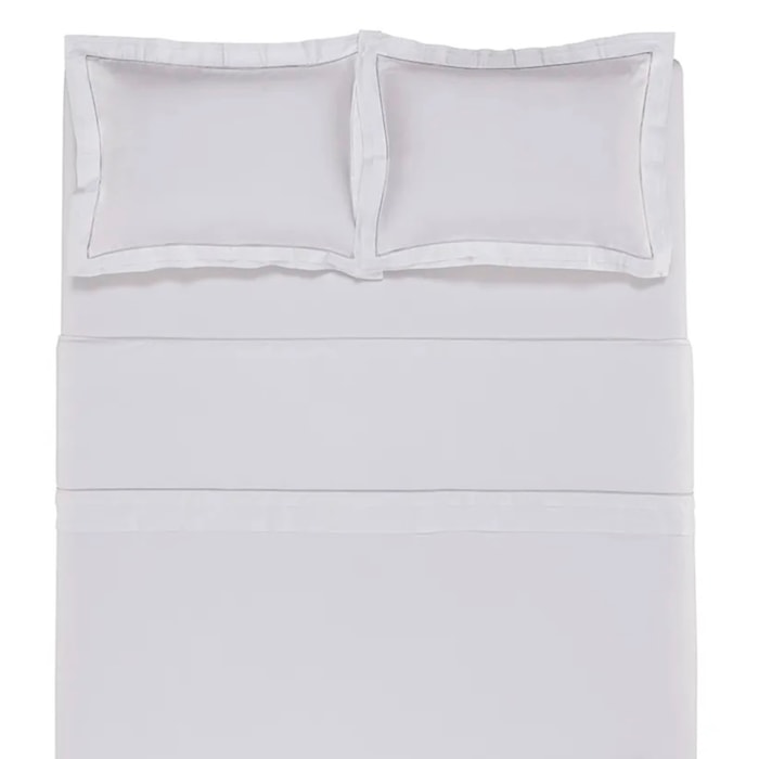 Jogo de Cama King 100% Algodão Egípcio 300 Fios Branco Doppio Trussardi - Madel Home
