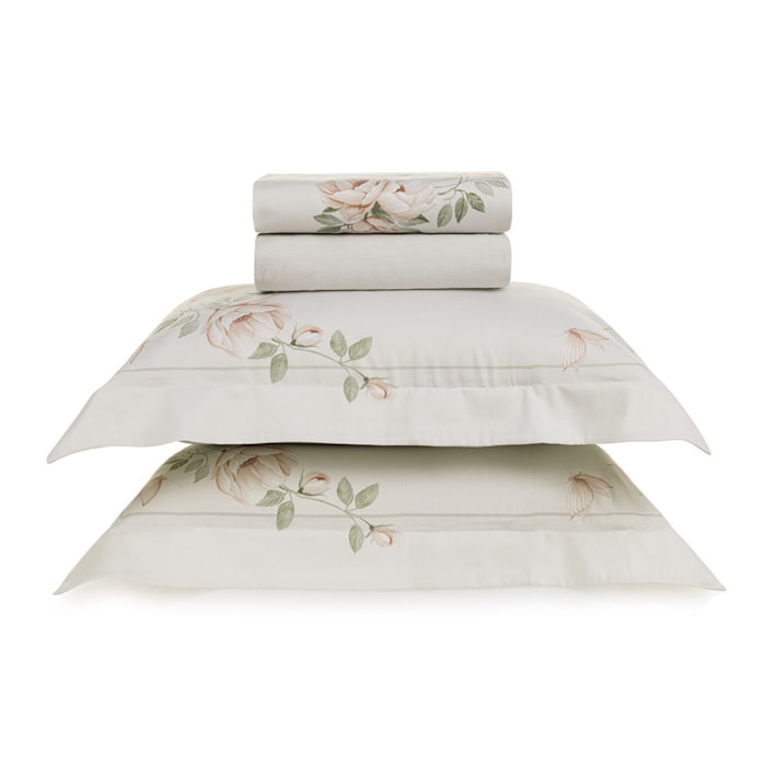 Jogo de Cama King 100% Algodão Egípcio 300 Fios Branco Felícia Karsten - Madel Home
