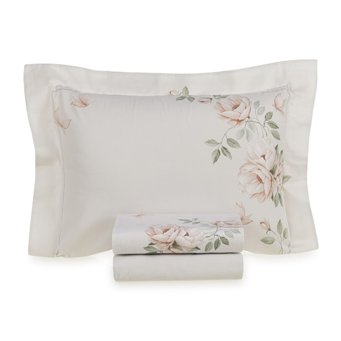 Jogo de Cama King 100% Algodão Egípcio 300 Fios Branco Felícia Karsten - Madel Home