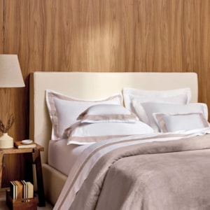 Jogo de Cama King 100% Algodão Egípcio 300 Fios Branco/Legno Porto Trussardi