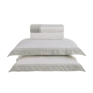 Jogo de Cama King 100% Algodão Egípcio 300 Fios Branco/Platino Valestro Trussardi