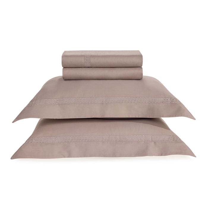 Jogo de Cama King 100% Algodão Egípcio 300 Fios Nocciola/Legno Marconi Trussardi - Madel Home