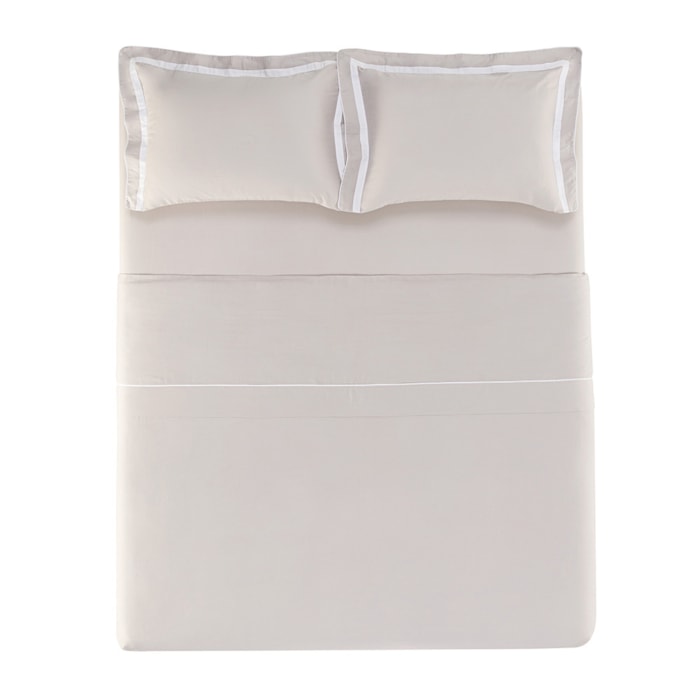 Jogo de Cama King 100% Algodão Egípcio 300 Fios Prata/Branco Lara Karsten - Madel Home