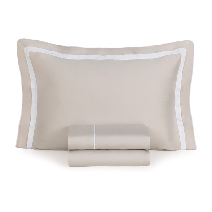 Jogo de Cama King 100% Algodão Egípcio 300 Fios Prata/Branco Lara Karsten - Madel Home