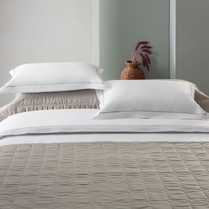 Jogo de Cama Queen 100% Algodão 200 Fios Branco/Fend Festone Kacyumara - Madel Home