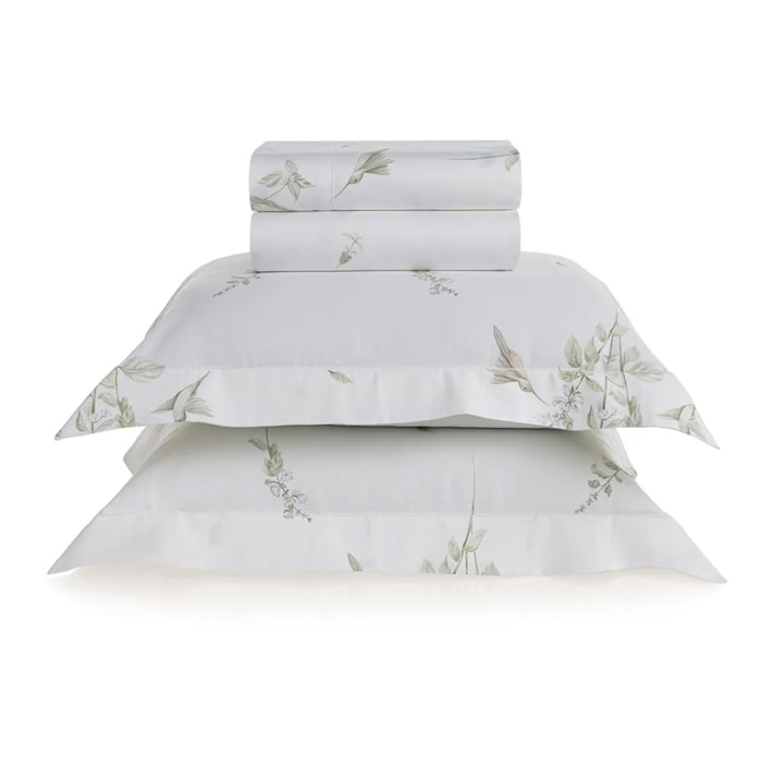 Jogo de Cama Queen 100% Algodão 200 Fios Branco Saboia Trussardi - Madel Home