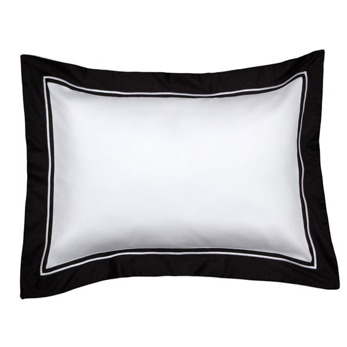 Jogo de Cama Queen 100% Algodão 300 Fios Branco/Preto Manhattan Kacyumara - Madel Home