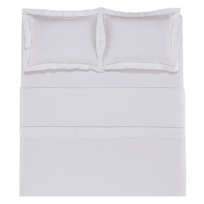 Jogo de Cama Queen 100% Algodão Egípcio 300 Fios Branco Doppio Trussardi - Madel Home