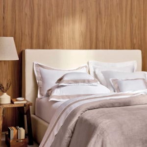 Jogo de Cama Queen 100% Algodão Egípcio 300 Fios Branco/Legno Porto Trussardi