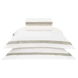 Jogo de Cama Queen 100% Algodão Egípcio 300 Fios Branco/Marmo Vercelli Trussardi