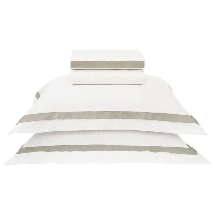 Jogo de Cama Queen 100% Algodão Egípcio 300 Fios Branco/Marmo Vercelli Trussardi - Madel Home