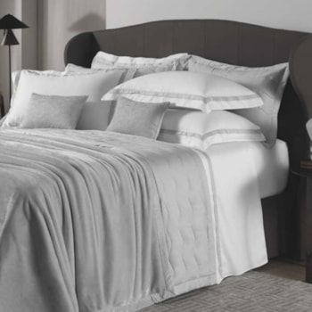 Jogo de Cama Queen 100% Algodão Egípcio 300 Fios Branco/Marmo Vercelli Trussardi