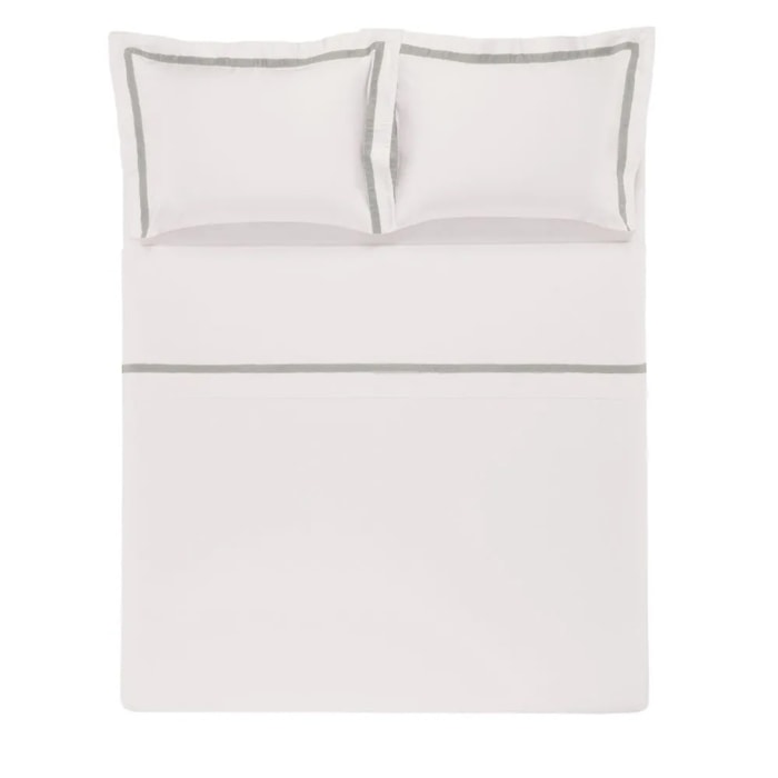 Jogo de Cama Queen 100% Algodão Egípcio 300 Fios Branco/Marmo Vercelli Trussardi - Madel Home