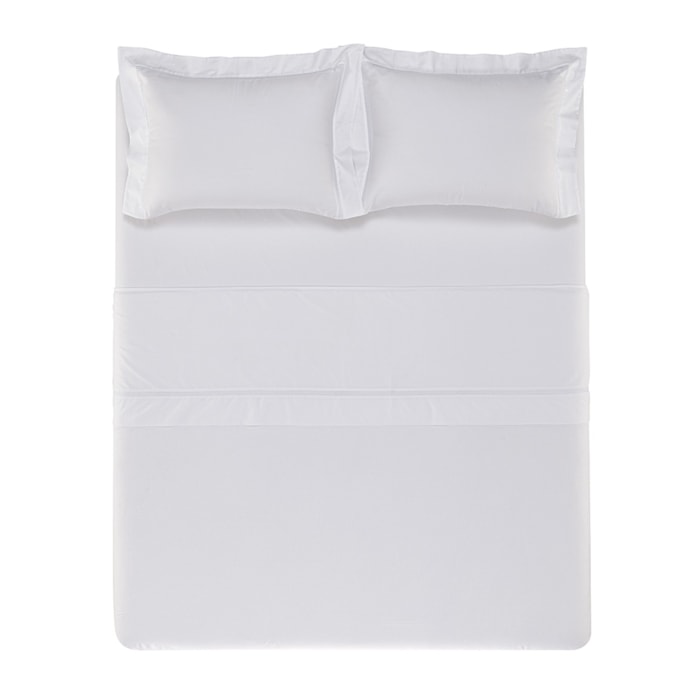 Jogo de Cama Queen 100% Algodão Egípcio 300 Fios Branco Piaceri Trussardi - Madel Home