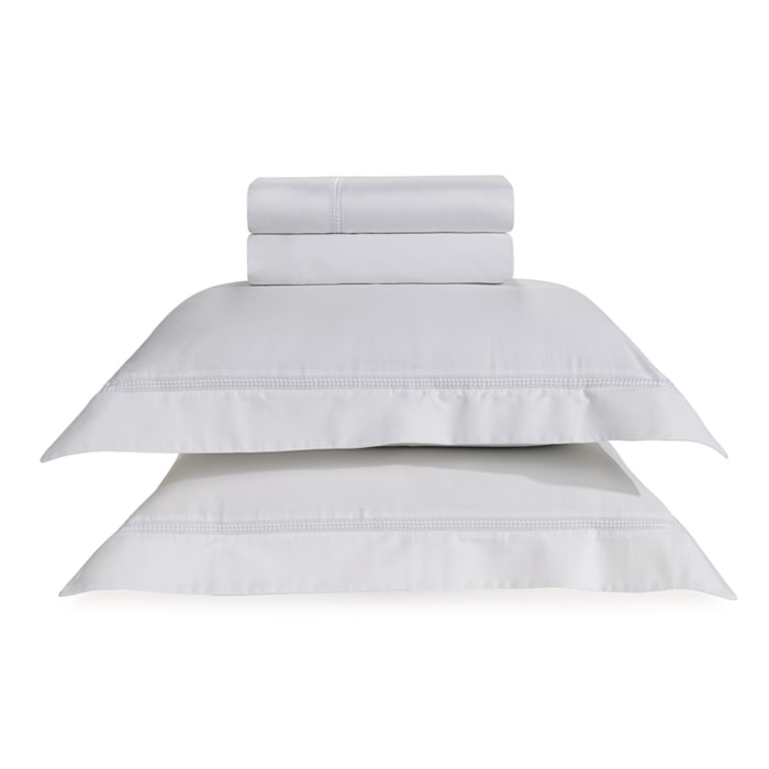 Jogo de Cama Queen 100% Algodão Egípcio 300 Fios Branco Piaceri Trussardi - Madel Home