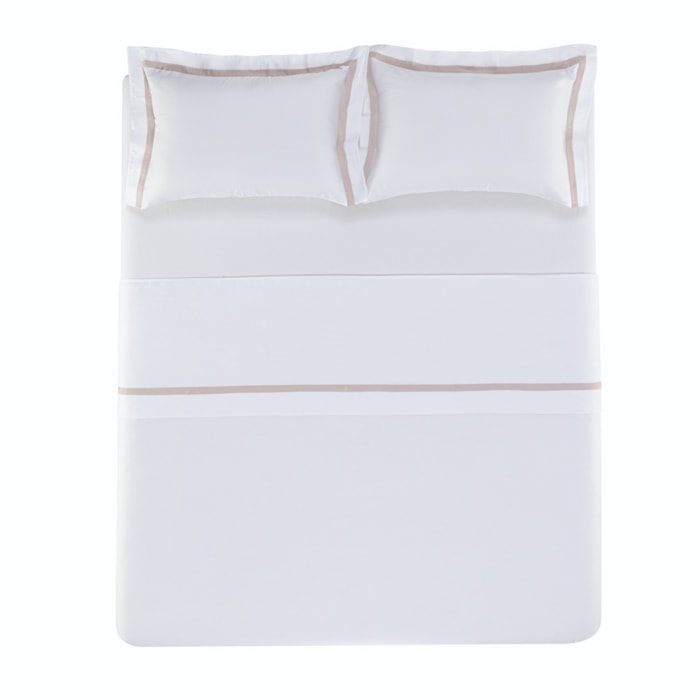 Jogo de Cama Queen 100% Algodão Egípcio 300 Fios Branco/Rose Vercelli Trussardi - Madel Home