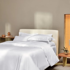 Jogo de Cama Queen 100% Algodão Egípcio 300 Fios Branco Vernazza Trussardi