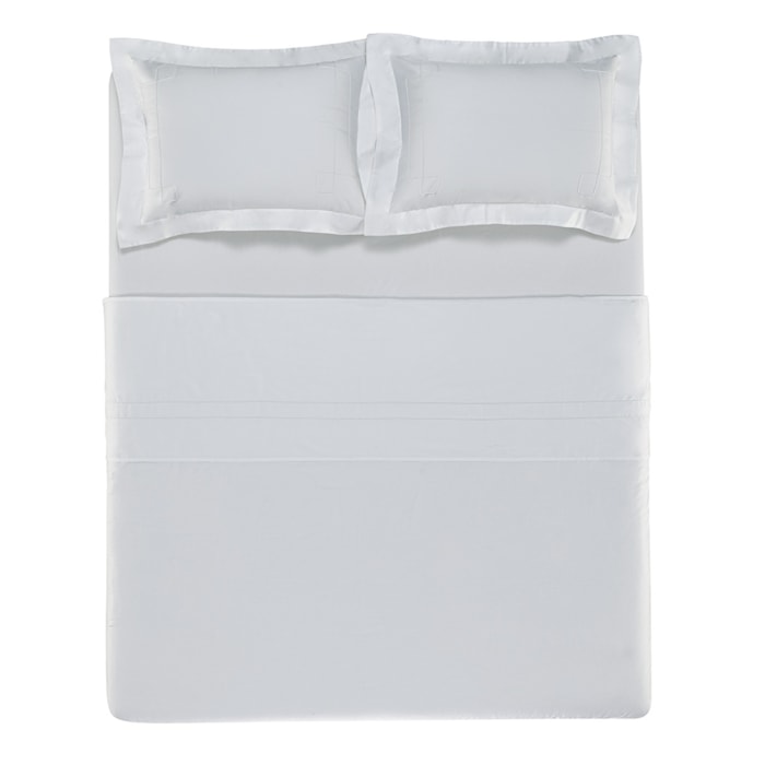 Jogo de Cama Queen 100% Algodão Egípcio 300 Fios Branco Vernazza Trussardi - Madel Home