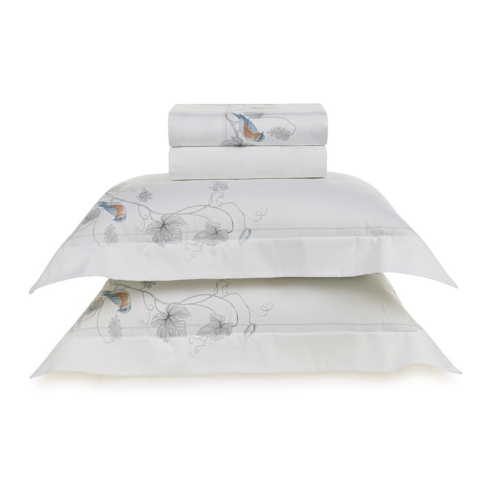 Jogo de Cama Queen 100% Algodão Egípcio 300 Fios Branco Videira Karsten - Madel Home