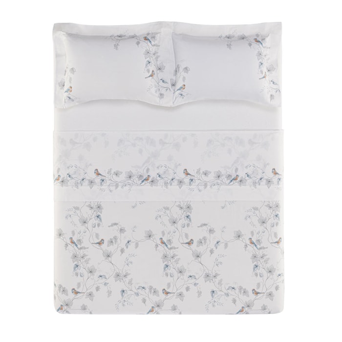 Jogo de Cama Queen 100% Algodão Egípcio 300 Fios Branco Videira Karsten - Madel Home