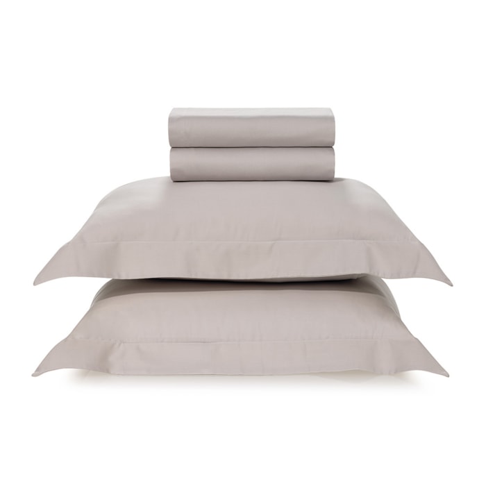 Jogo de Cama Queen 100% Algodão Egípcio 300 Fios Prata Bossa Karsten - Madel Home