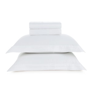 Jogo de Cama Queen 100% Algodão Egípcio 400 Fios Branco Naxos Trussardi