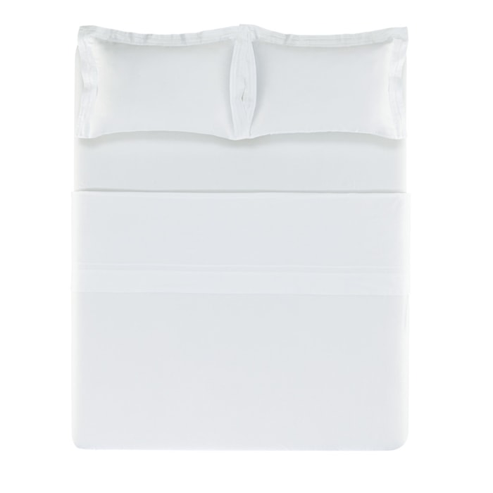 Jogo de Cama Queen 100% Algodão Egípcio 400 Fios Branco Naxos Trussardi - Madel Home