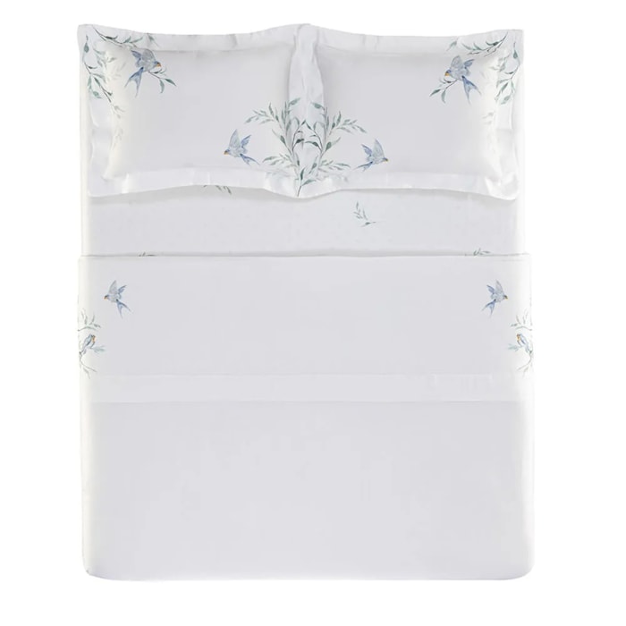 Jogo de Cama Queen 100% Bambu 300 Fios Bordado Rondini Trussardi - Madel Home