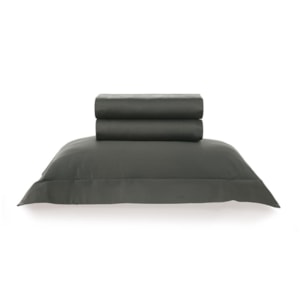 Jogo de Cama Solteiro 100% Algodão Egípcio 300 Fios Cinza Nanquim Bossa Karsten