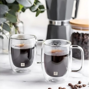 Jogo de Canecas Vidro Parede Dupla Espresso Sorrento Zwilling 134ml - 2 Peças