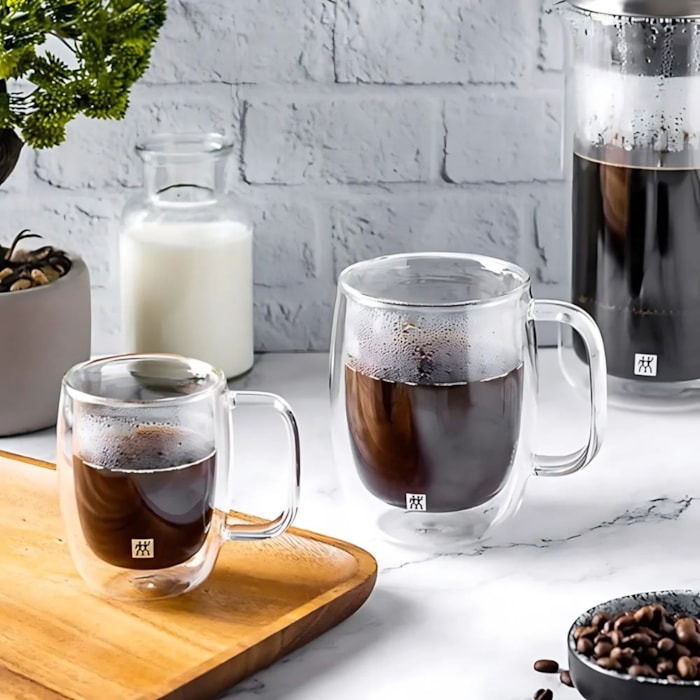 Jogo de Canecas Vidro Parede Dupla Espresso Sorrento Zwilling 134ml - 2 Peças  - Madel Home