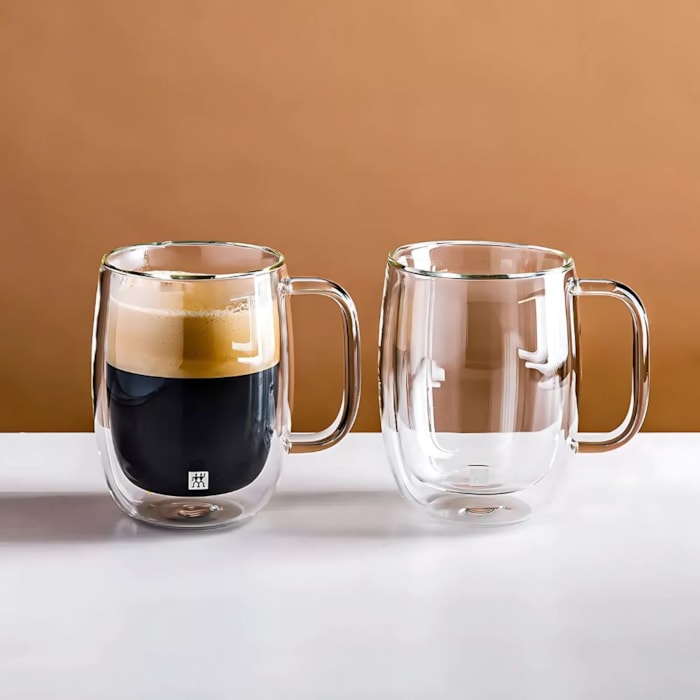 Jogo de Canecas Vidro Parede Dupla Espresso Sorrento Zwilling 80ml - 2 Peças - Madel Home