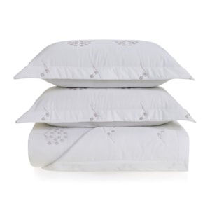 Jogo de Colcha King 100% Algodão Egípcio 300 Fios Branco/Legno Brezza Trussardi